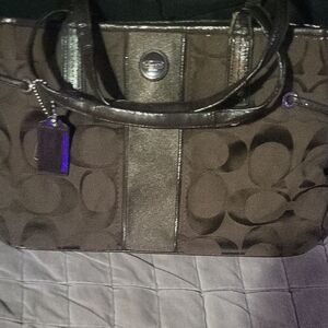 Coach Signature Black and Brown Tote